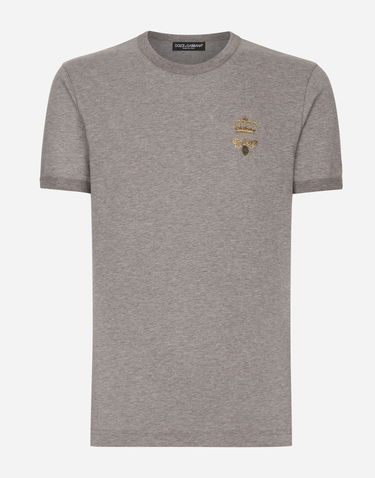 Tričko Dolce & Gabbana Cotton T-shirt With Embroidery Šedá | G8PV1ZG7WUQS8291, 0
