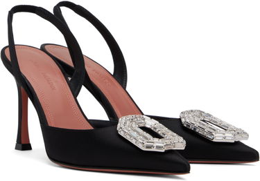 Tenisky a topánky Amina Muaddi Sling 90 Satin Heels with Crystal Buckle Čierna | CAMELIA SLING 90 SR SATIN, 3