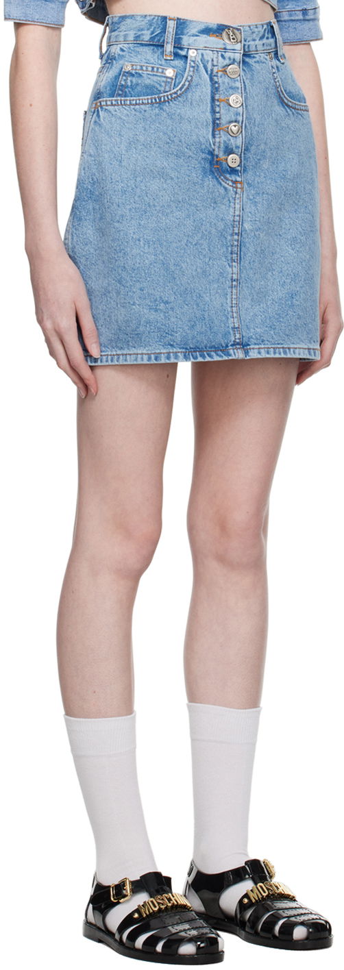 Sukňa Moschino Button-Fly Denim Miniskirt Modrá | 0105 8236, 1