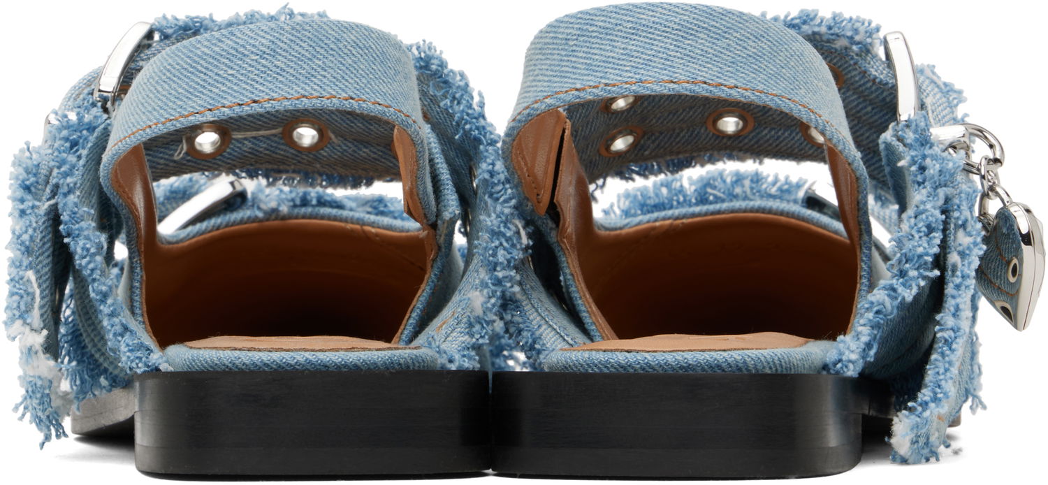 Šaty GANNI GANNI Charms Buckle Denim Flats Modrá | S2939, 1
