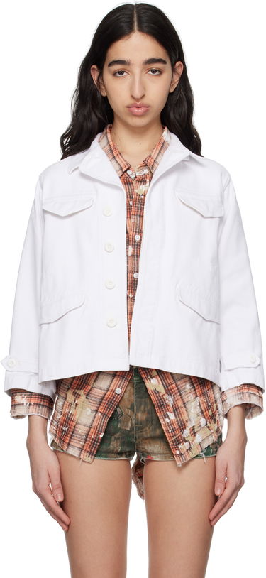 Bunda R13 R13 Boxy Army Denim Jacket Biela | R13WR396-R522B, 0