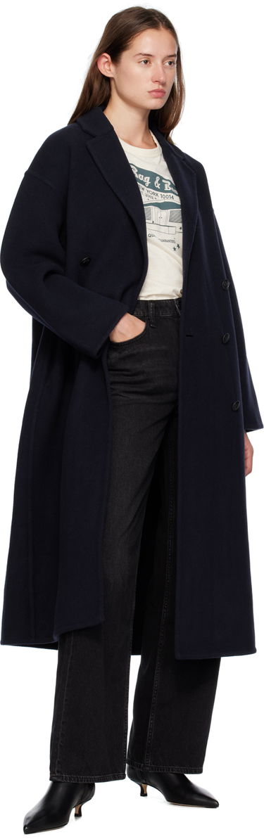 Kabáty rag & bone Thea Double-Breasted Long Coat Navy | WAW24F2026VR26, 3