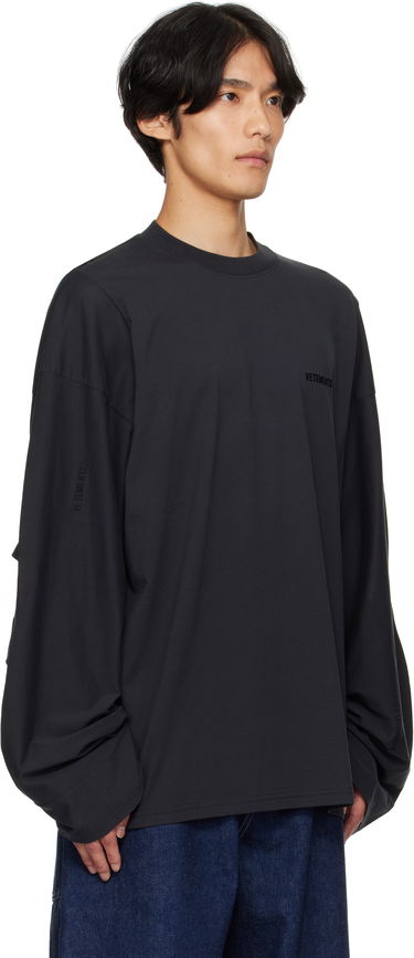 Tričko VETEMENTS VETEMENTS Logo Cut-Up Longsleeve T-Shirt Čierna | UH76LS580B, 1