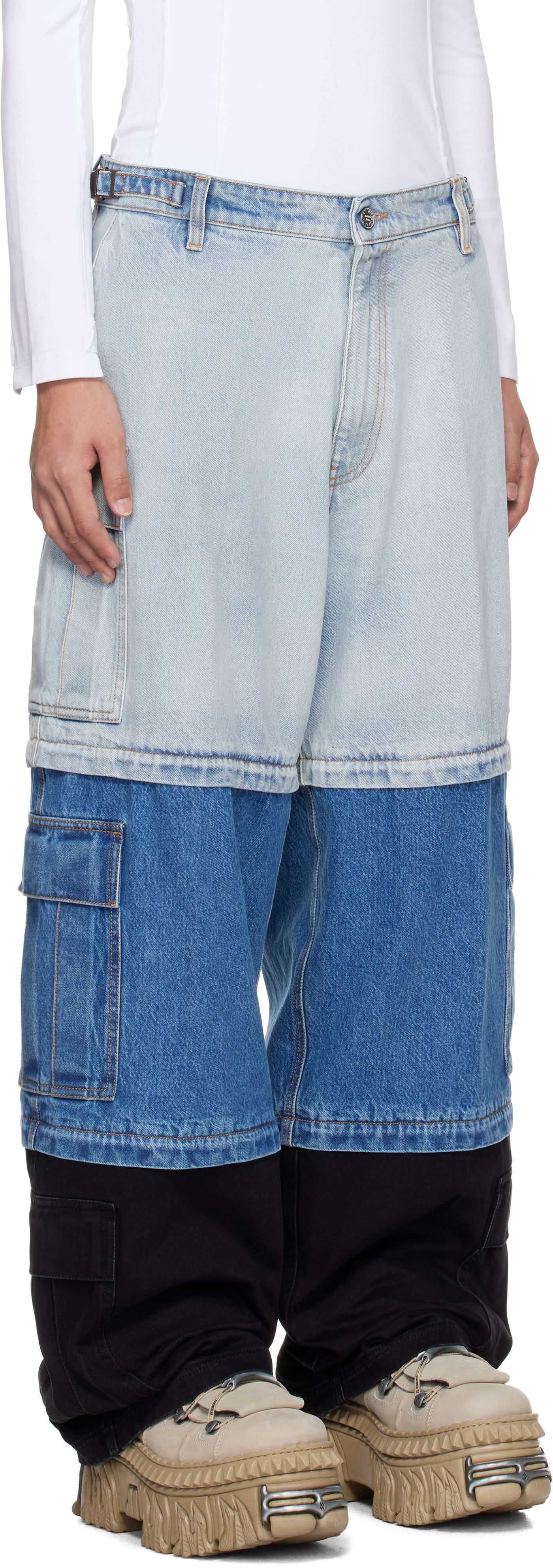 Džínsy VETEMENTS Vetements Runway Deconstructed Cargo Pants Modrá | UA66PA510N, 1