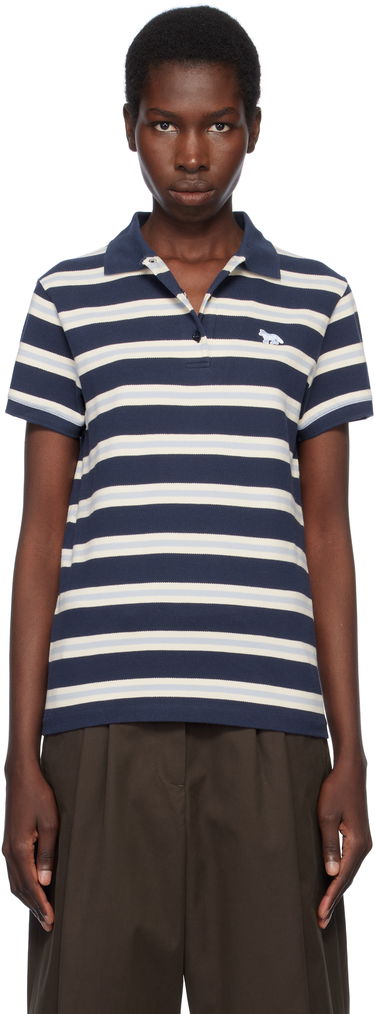 Polo tričko MAISON KITSUNÉ Kitsuné Baby Fox Patch Stripe Polo Navy | OW00205KJ7010, 0