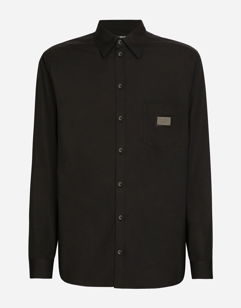 Košeľa Dolce & Gabbana Martini-fit Cotton Shirt With Branded Tag Čierna | G5JG4TFU5U8N0000