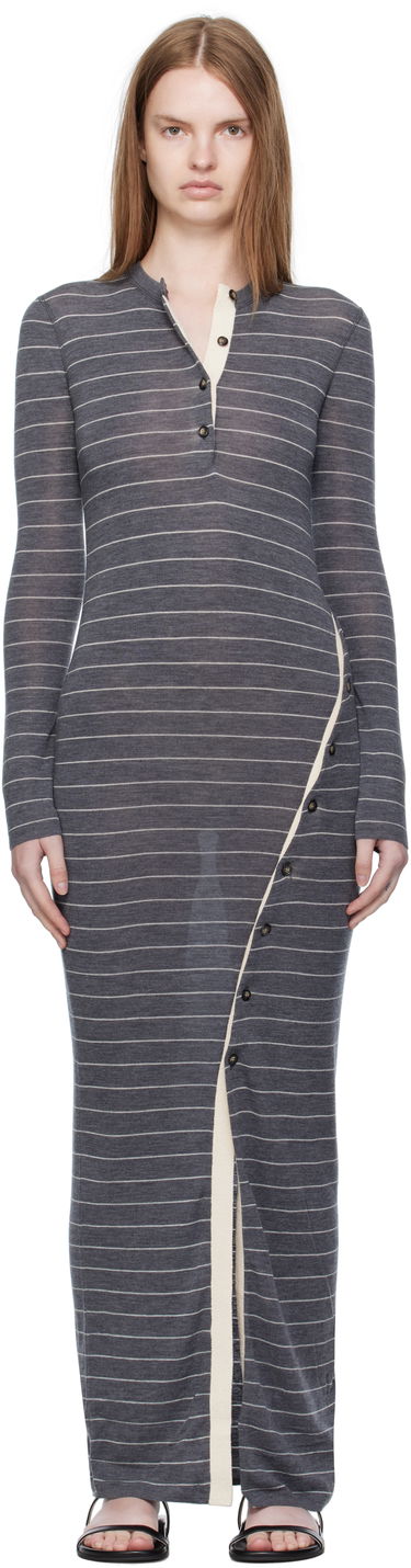 Šaty Nanushka Nanushka Dakoa Striped Terry Merino Maxi Dress Šedá | NW25PFDR03994, 0