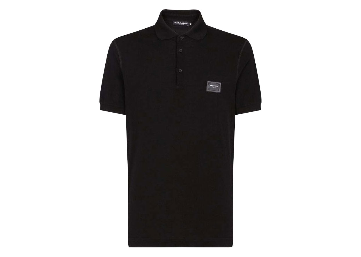Polo tričko Dolce & Gabbana Cotton Pique Branded Plate Polo Shirt Black Čierna | G8KK1TFU7ENN0000, 0