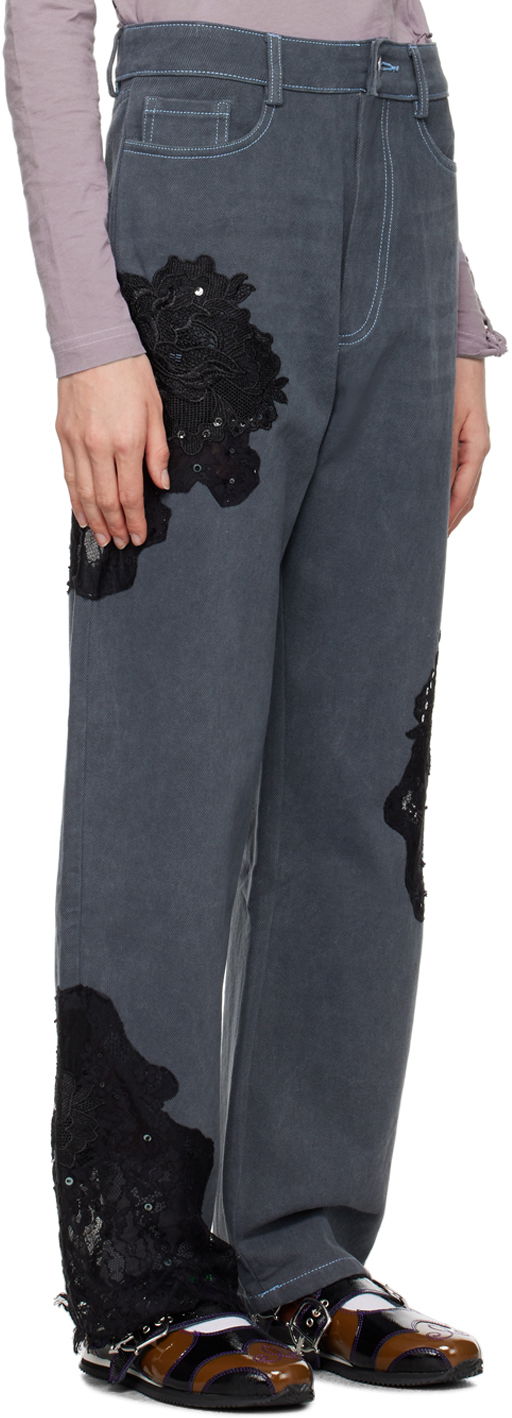 Džínsy Collina Strada Collina Strada Mikaela Lace Appliqué Jeans Šedá | XX6022, 1