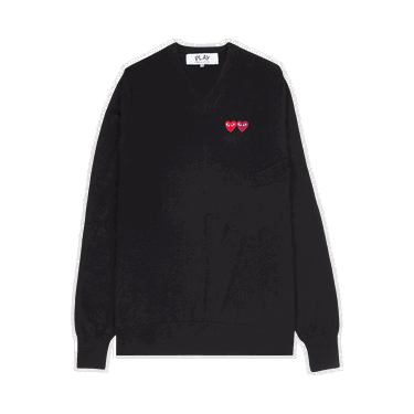 Sveter Comme des Garçons PLAY Double Heart V-Neck Sweater Čierna | AZ N056 051 1, 0