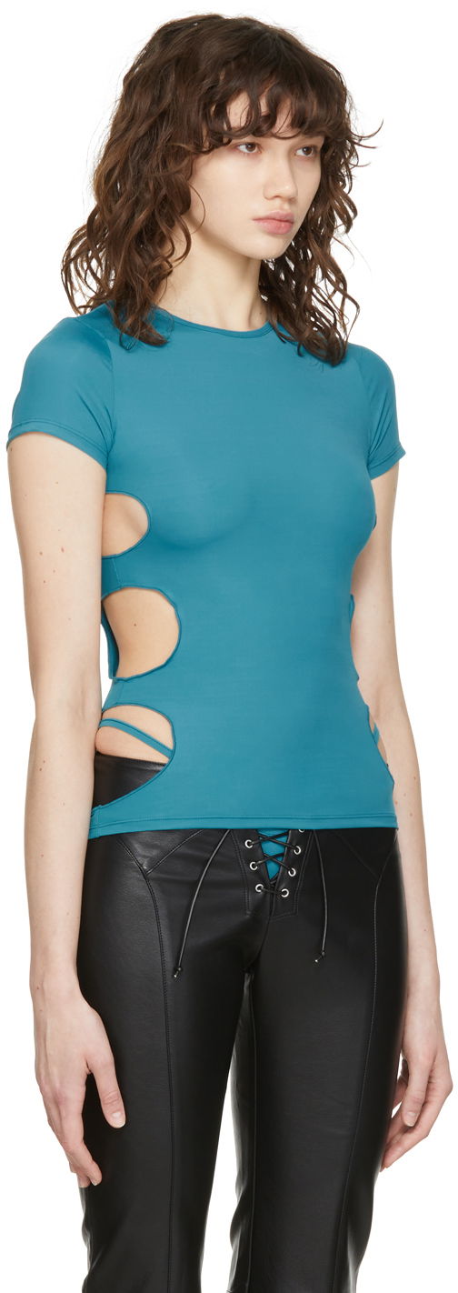 Tričko Miaou Miaou Zephyr Cutout T-Shirt Tyrkysová | 7041-CL, 1