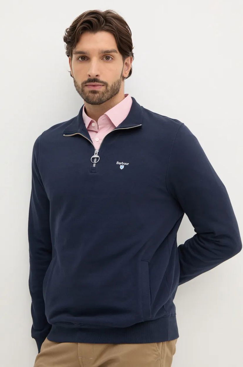 Mikina Barbour Half Zip Sweatshirt Navy | MOL0642