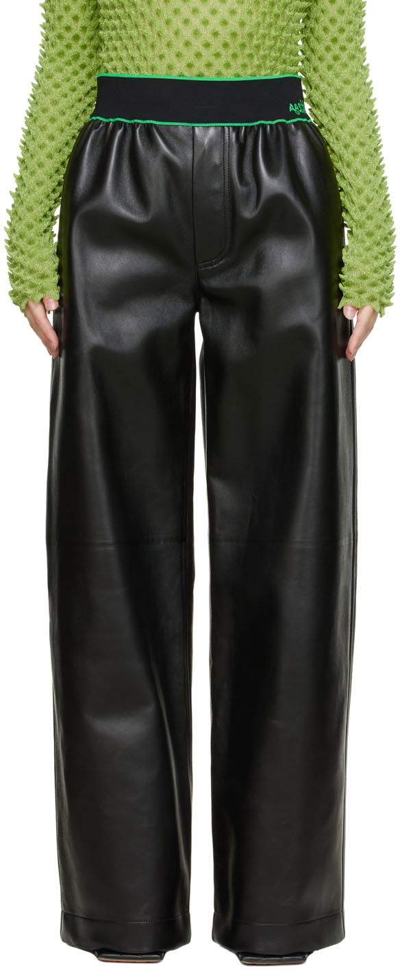 Nohavice Bottega Veneta Leather Trousers Čierna | 702115 V24G0