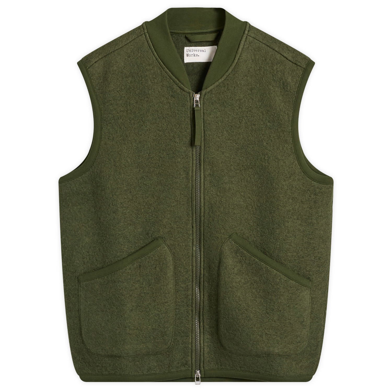 Vesta Universal Works Universal Works Wool Fleece Zip Vest Zelené | 00015-OLV, 1