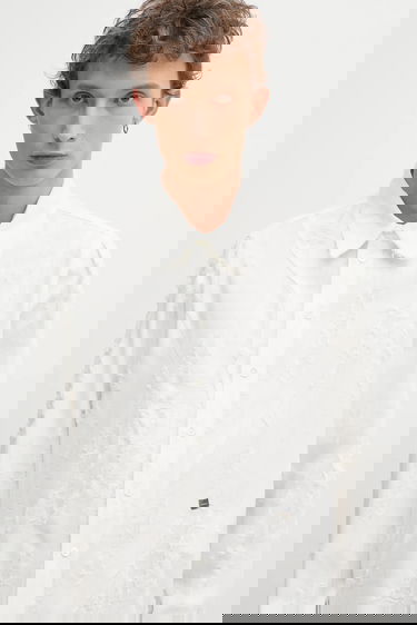 Košeľa ADER ERROR Distressed Linen Blend Regular Fit Classic Collar Shirt Biela | BO01FWSH0101OW, 3