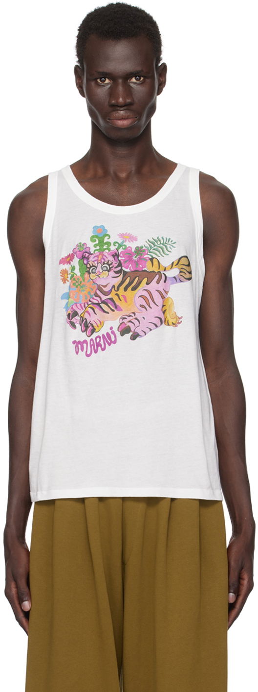 Tielko Marni Tank Top Printed Biela | HUMU0292SP USCW86