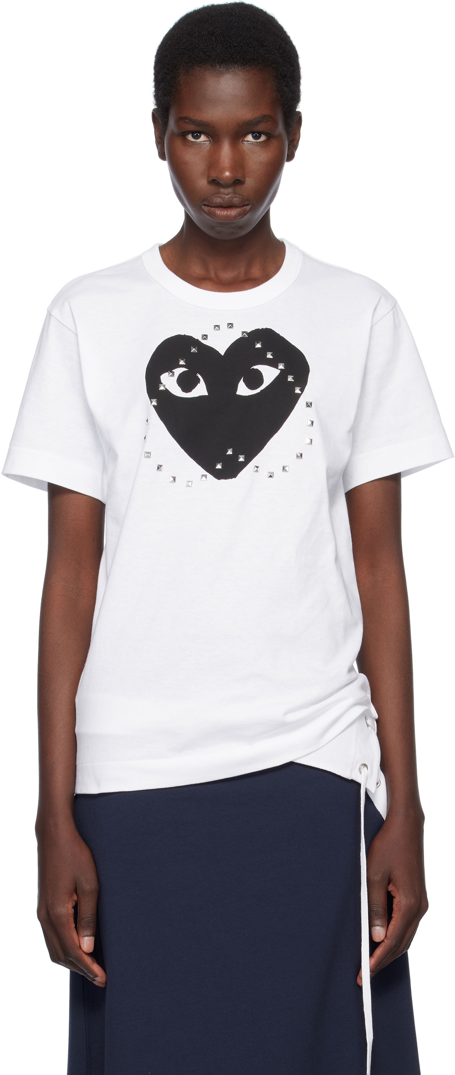 Tričko Comme des Garçons PLAY Stud Print Heart T-Shirt Biela | AX-T804-051, 0