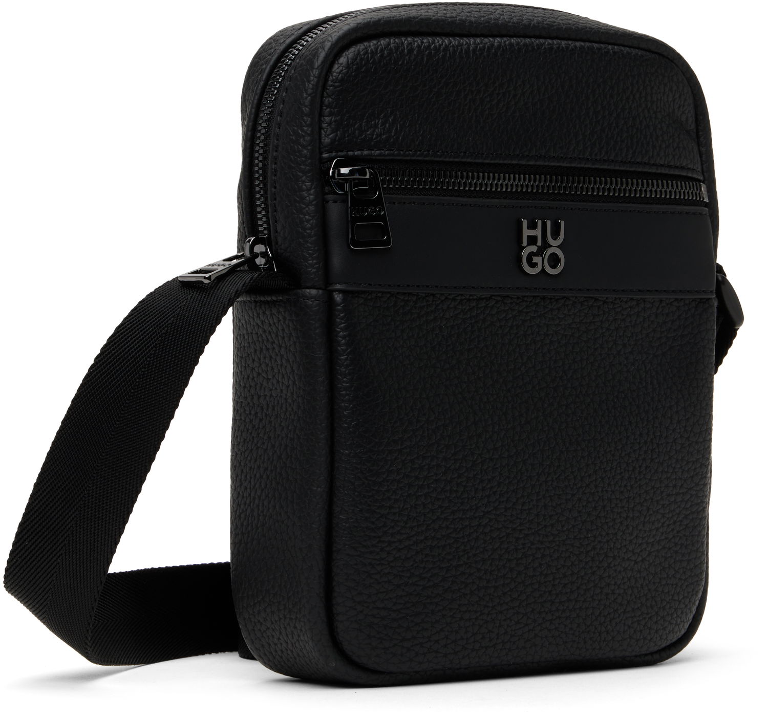 Taška cez rameno BOSS Hugo Logo Hardware Faux-Leather Messenger Bag Čierna | 50547439, 1