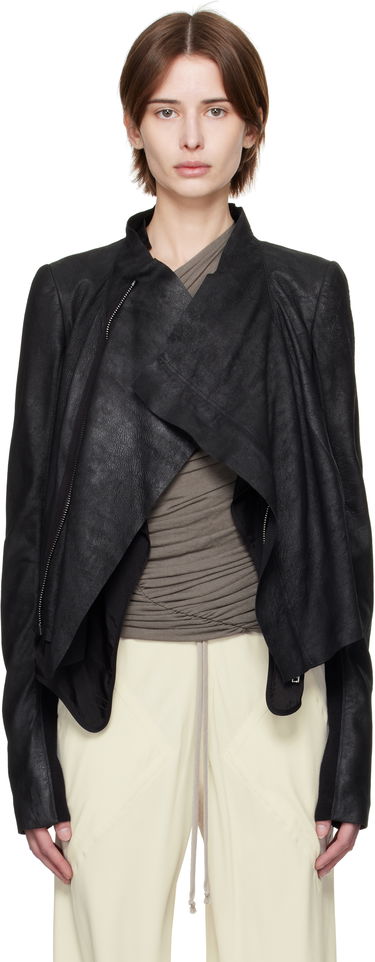 Bunda Rick Owens Rick Owens Hollywood Low Neck Biker Leather Jacket Čierna | RP01E7702 LBA, 0