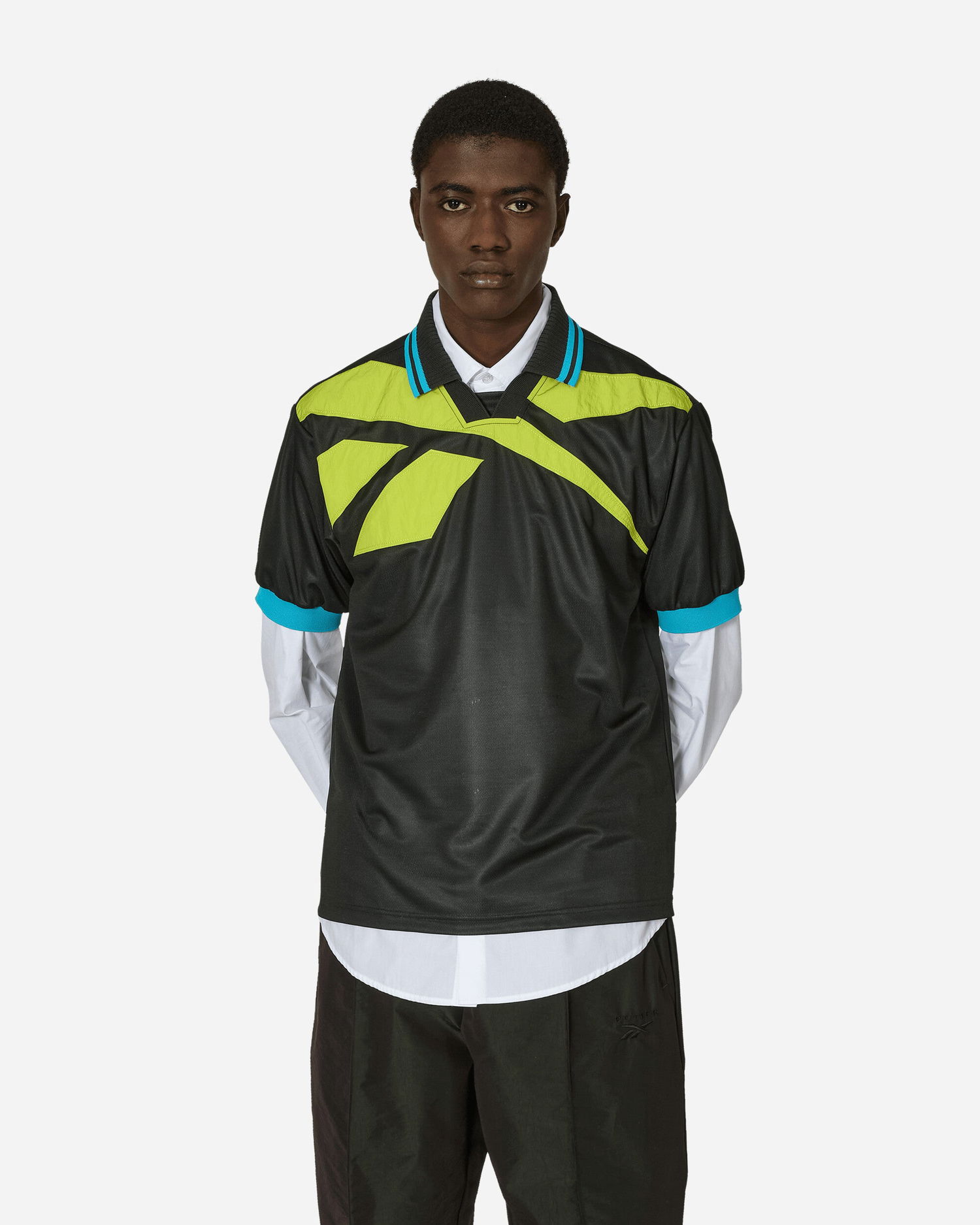 Polo tričko Reebok Botter Vector Layered Polo Shirt Black / Acid Yellow Čierna | RMGC001C99FAB0014815, 1