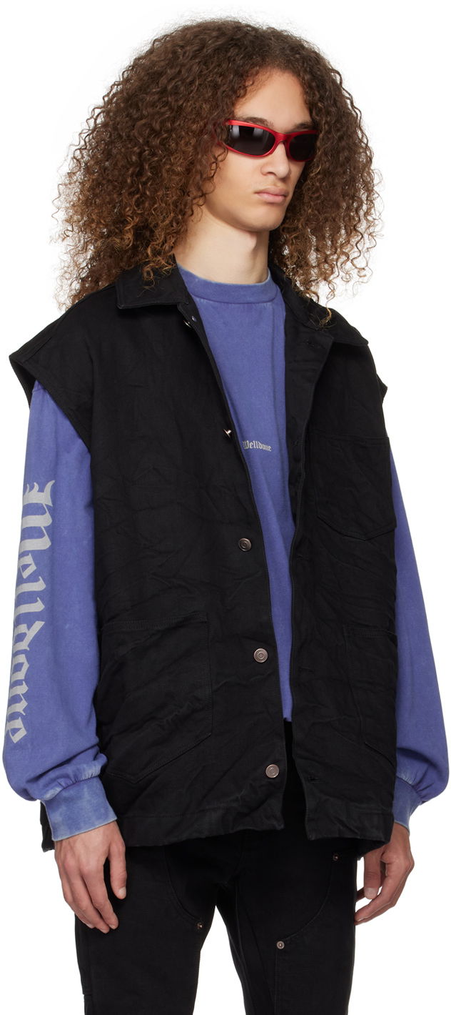 Vesta We11done We11done Oversized Denim Vest Čierna | WD-DV0-24-394-U-BK, 1