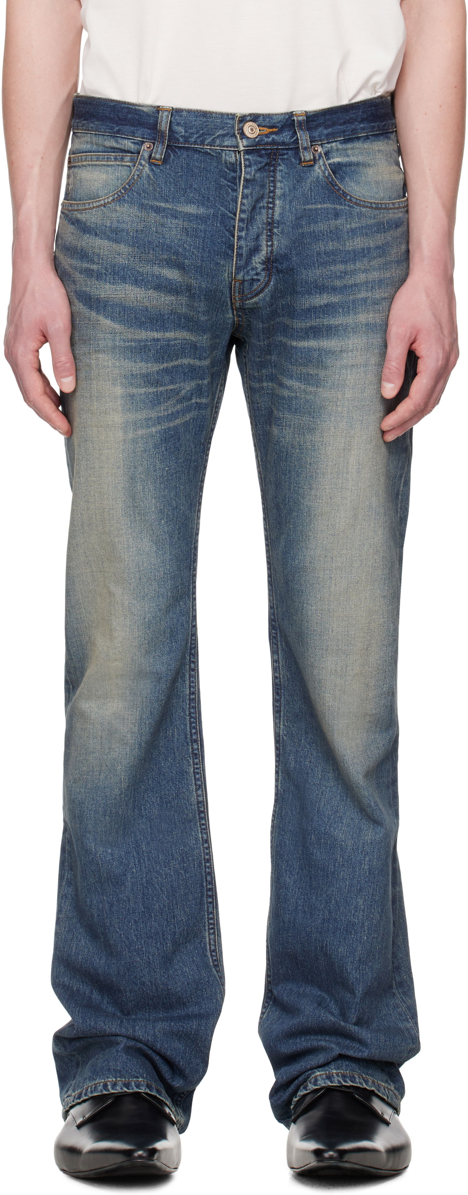 Džínsy Balenciaga Balenciaga Straight Fit Jeans Modrá | 814086TRW62, 0
