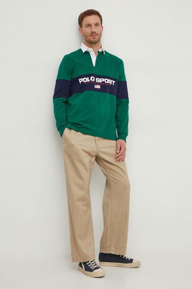 Polo tričko Polo by Ralph Lauren Long Sleeve Colorblock Rugby Shirt Zelené | 710938458, 1