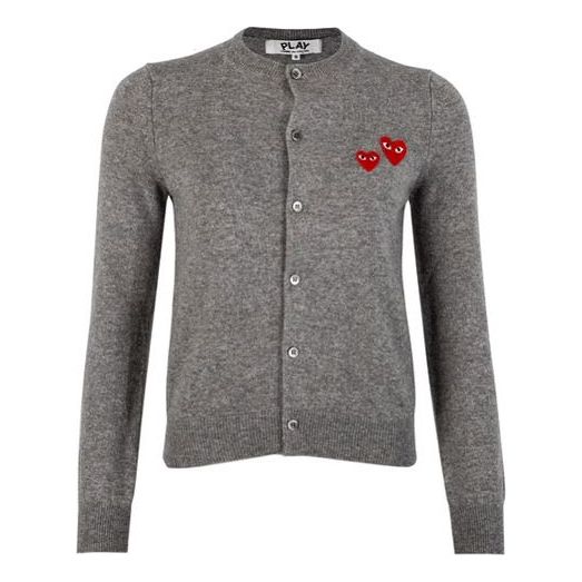 Sveter Comme des Garçons COMME des GARÇONS PLAY Double Heart Cardigan Šedá | AZ-N071-051-1, 0