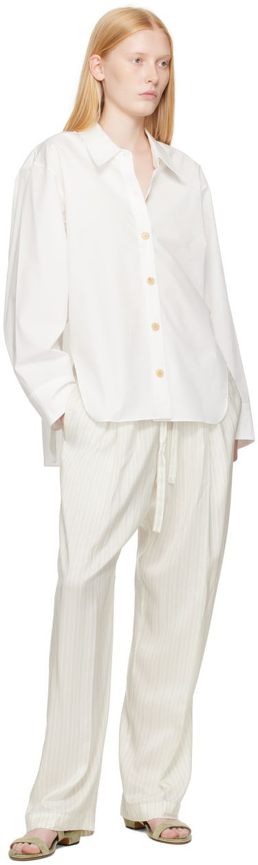 Nohavice Khaite KHAITE Trenton Striped Drawstring Trousers Biela | 31603003, 3