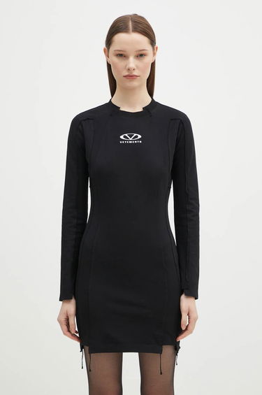 Šaty VETEMENTS VETEMENTS Oval Logo Cut-Up Mini Dress Čierna | WA66DR610BW, 0