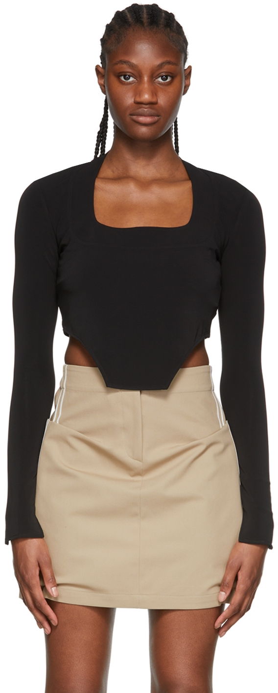 Acetate Long Sleeve Crop Top