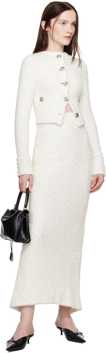 Sukňa Balenciaga Balenciaga Cropped Bouclé Cardigan Biela | 793604 T3328, 3