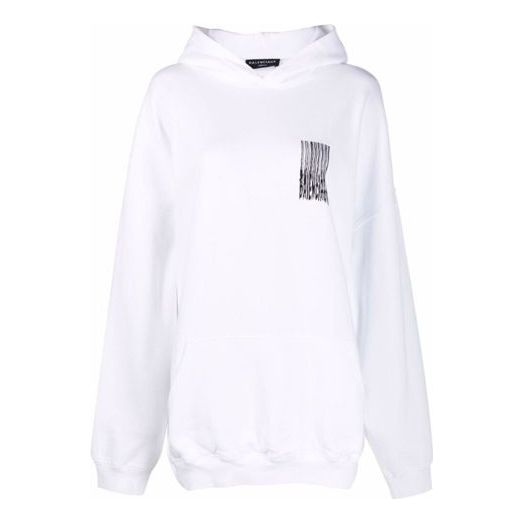 Mikina Balenciaga Barcode Cotton Hoodie Biela | 651799TKVE69040