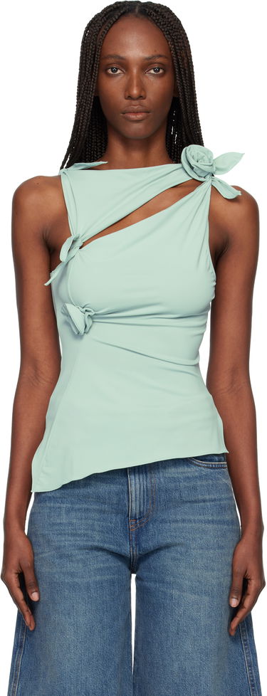 Tielko Coperni Asymmetrical Cutout Flower Top Tyrkysová | COPT76F5021, 0