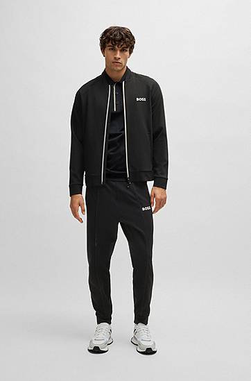 Bomber bunda BOSS BOSS Active Zip-Up Gabardine Sweatshirt Čierna | 50530732, 1