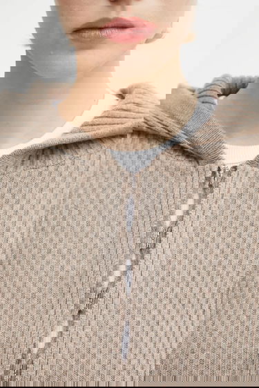 Sveter HELIOT EMIL Heliot Emil Ribbed Hooded Wool Zip Cardigan Béžová | AW25.W.07.084.DST19, 4