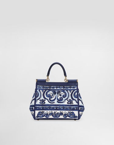 Kabelka Dolce & Gabbana Dolce & Gabbana Sicily Medium Handbag With Majolica Embroidery Modrá | BB6003BW050HA3OB, 3