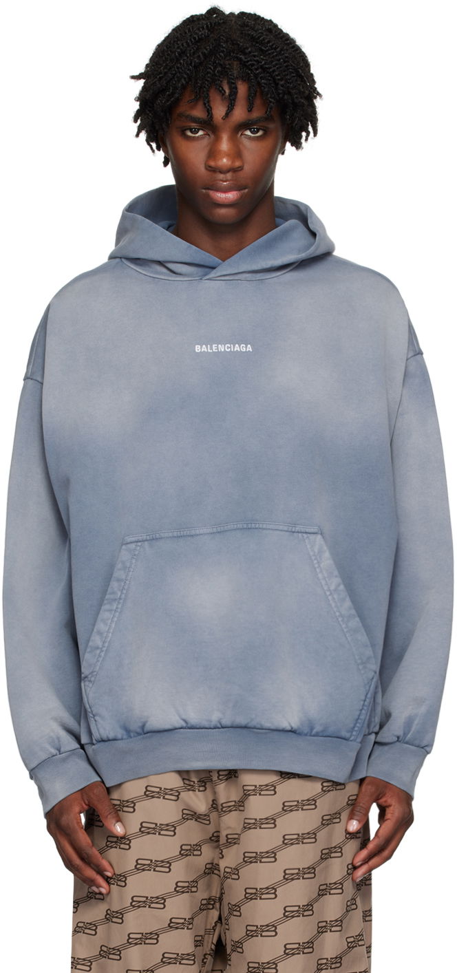 Mikina Balenciaga Embroidered Hoodie Modrá | 767877-TPVK2-4313, 0