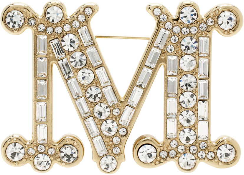 Spona Max Mara Max Mara Crystal Embellished Letter "M" Brooch Metalická | 2424756092600 MM02579