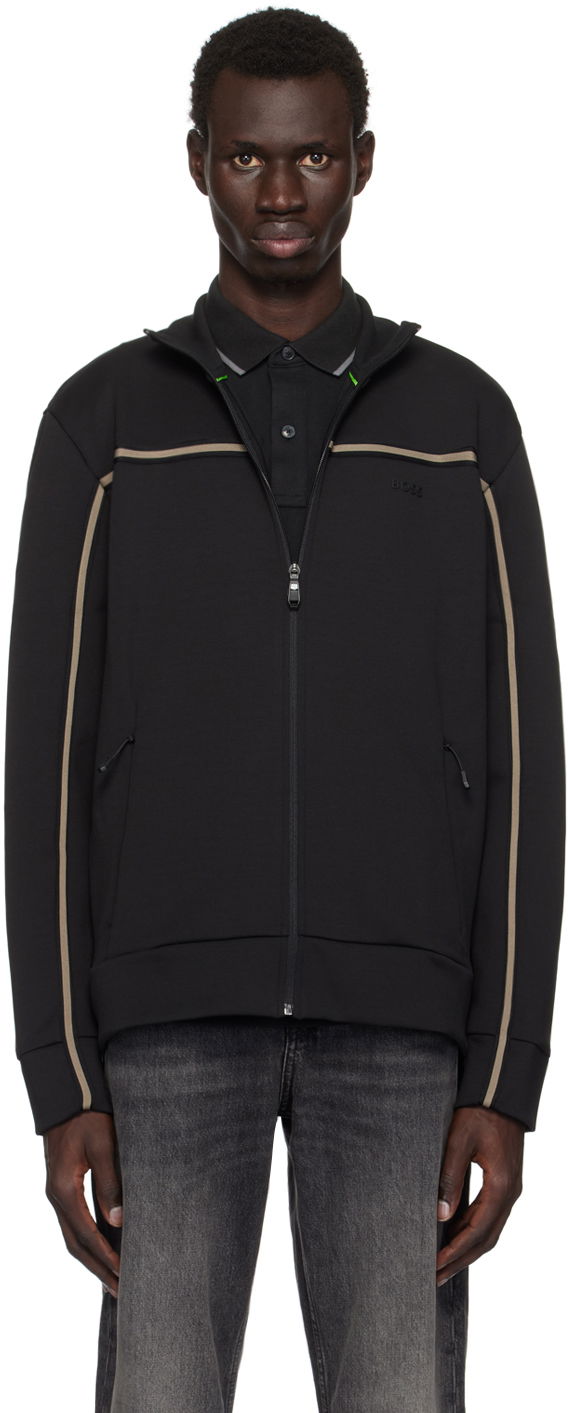 Mikina BOSS Zip-Up Tape Insert Sweatshirt Čierna | 50523896, 0