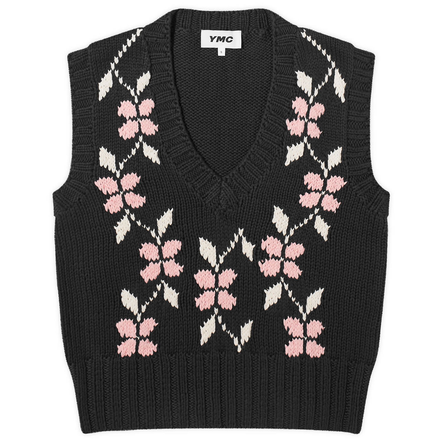 Sveter YMC Heidi Knit Flower Vest Čierna | Q8WMA-01, 1