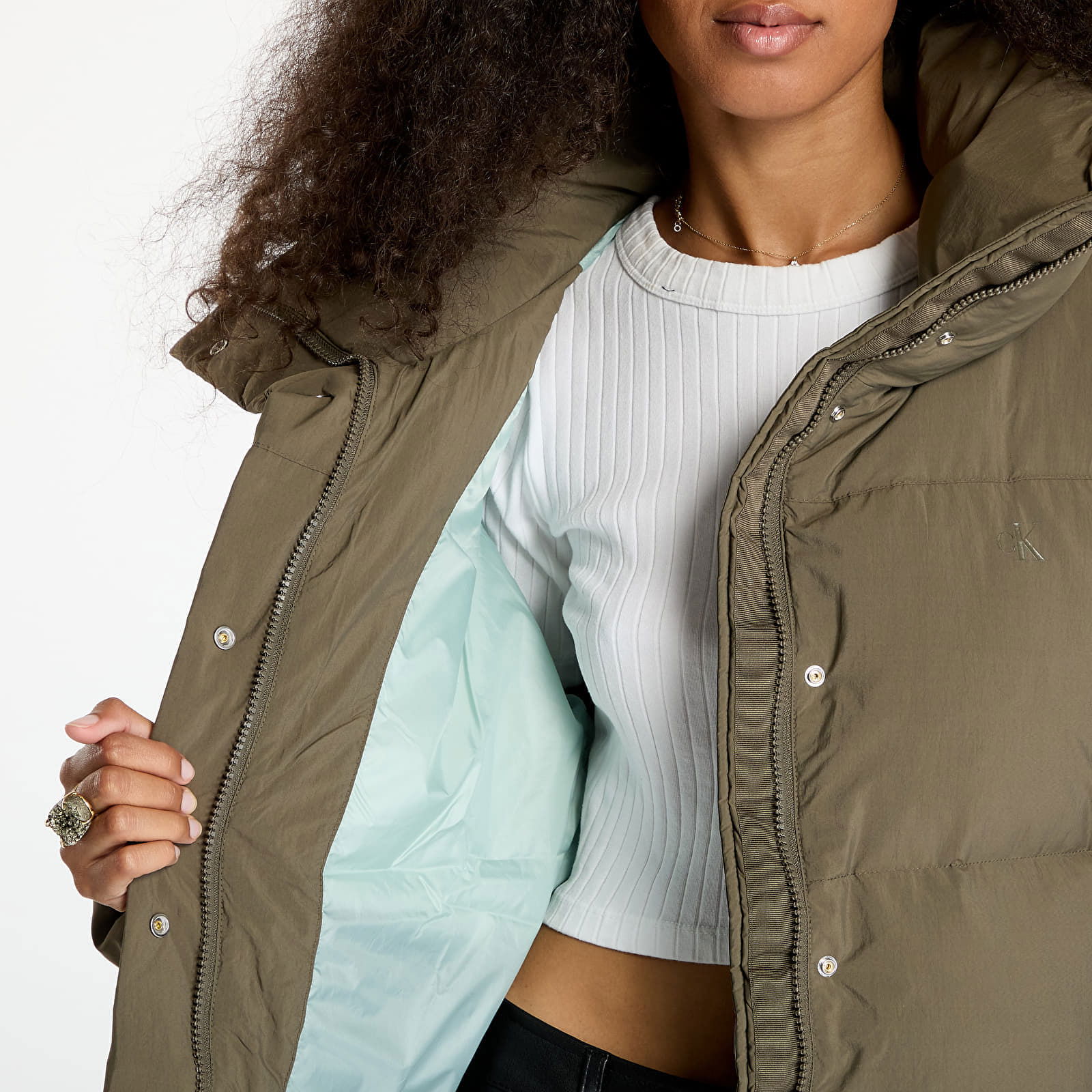 Jeans Relaxed Puffer Jacket Gray