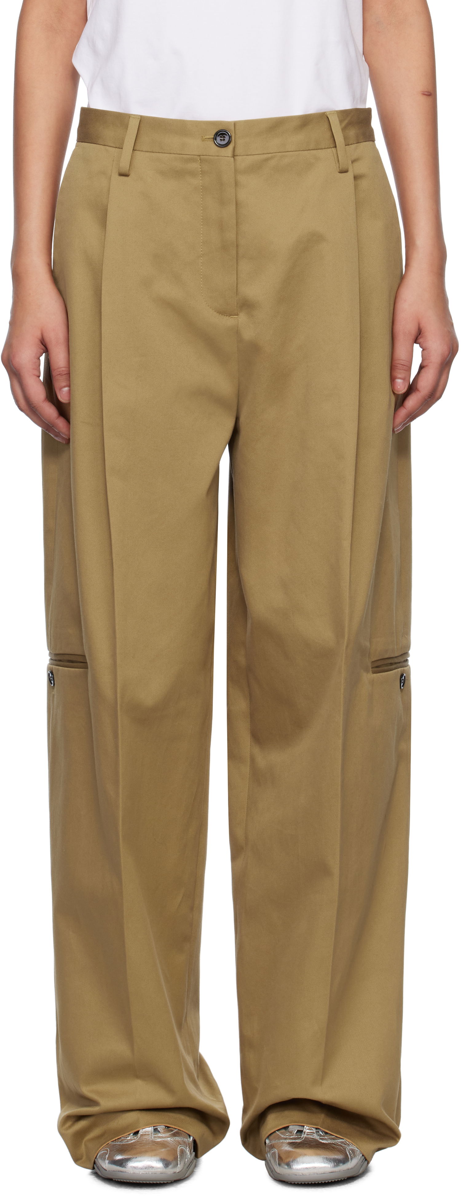 Cargo nohavice Acne Studios Acne Studios Twill Wide-Leg Trousers Hnedá | AK0875-, 0