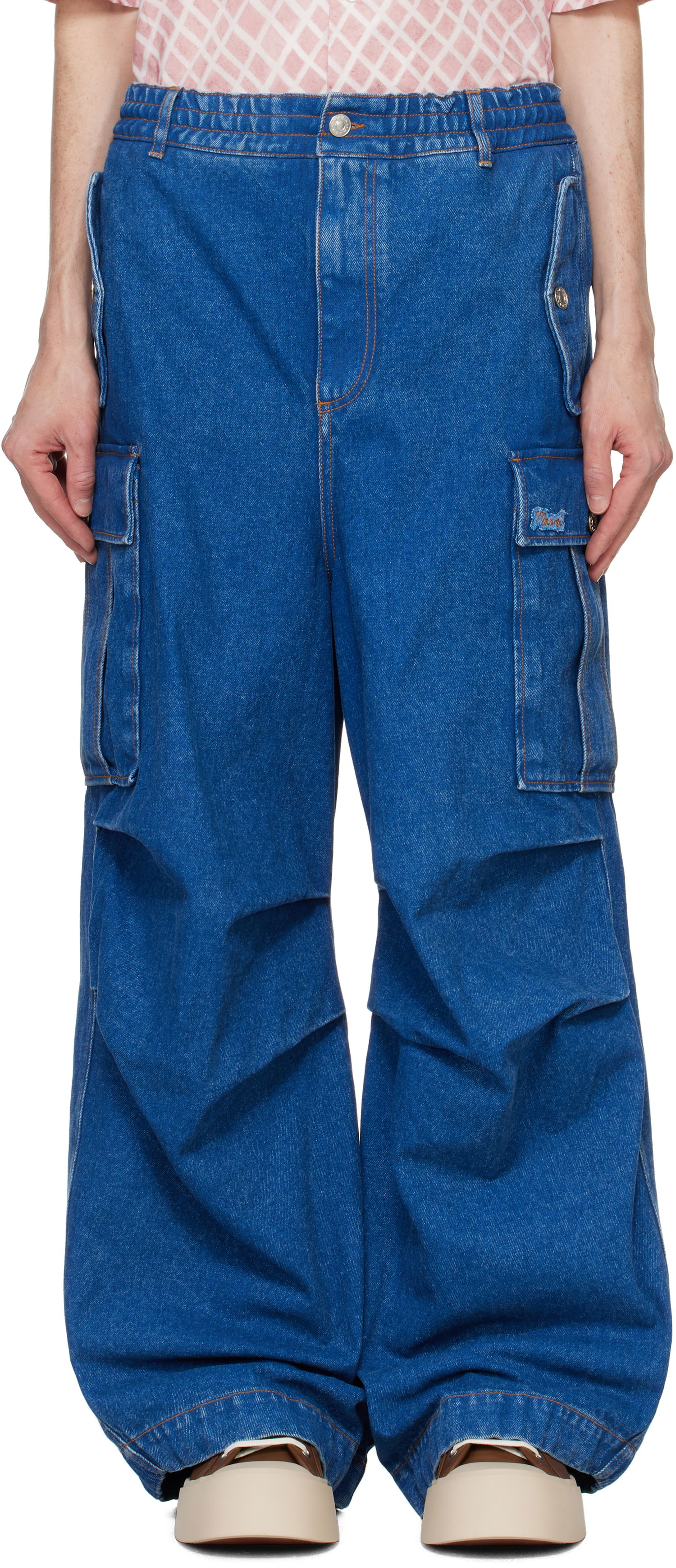 Cargo nohavice Marni Low Waist Cargo Jeans Modrá | PUJU0082X0 USCU83, 0