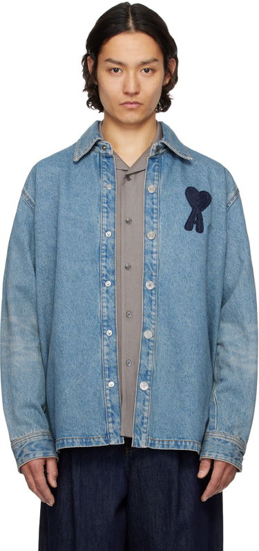 Bunda AMI AMI Paris Ami de Coeur Denim Overshirt Modrá | HJK275.DE0046, 0