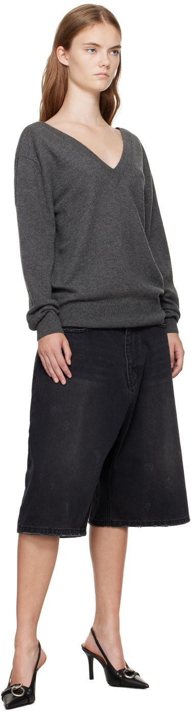 Sveter We11done Deep V-Neck Sweater Šedá | WD-KT2-24-642-W-GY, 3