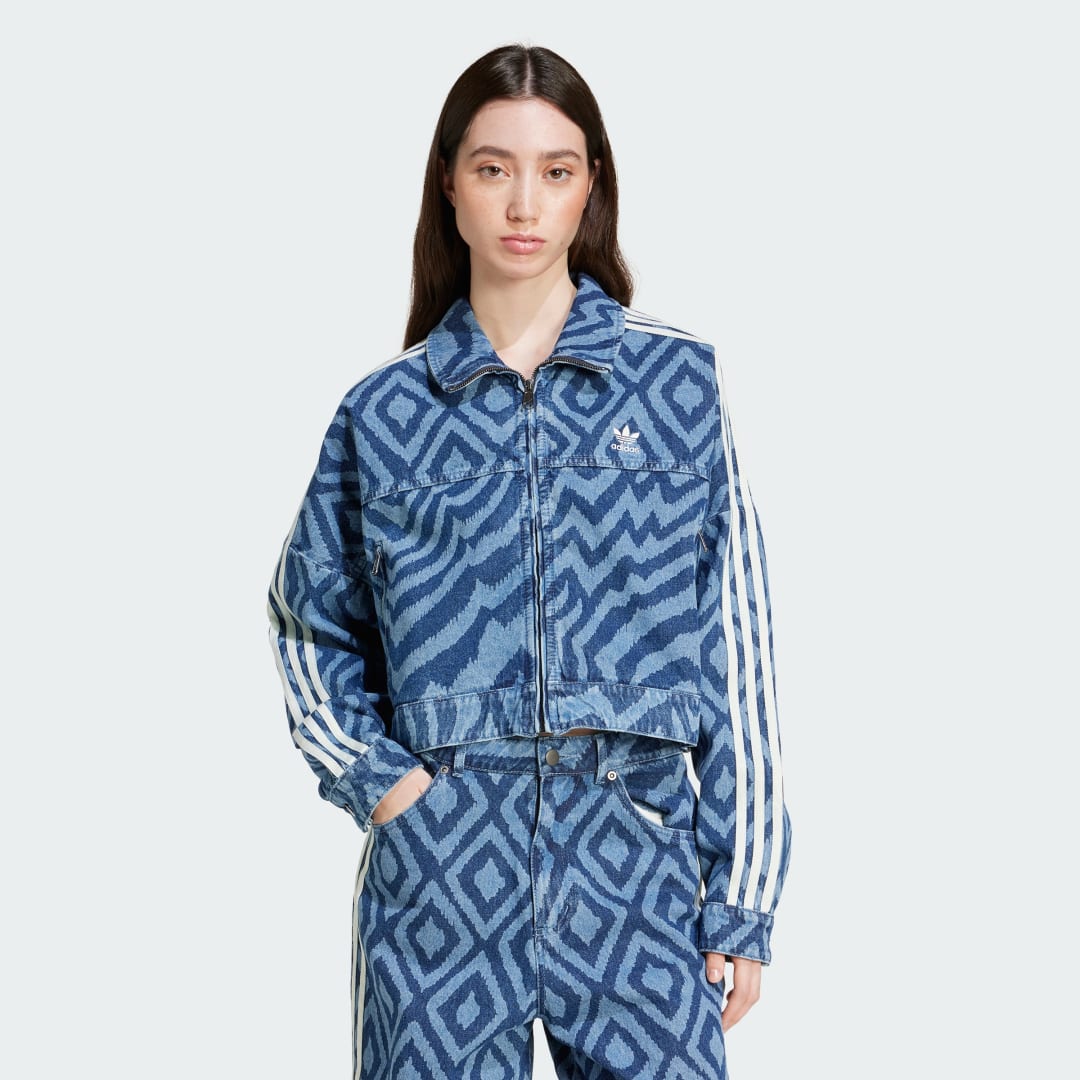 Bunda adidas Performance Sportovní bunda adidas x FARM Rio Denim Navy | IW0793, 0