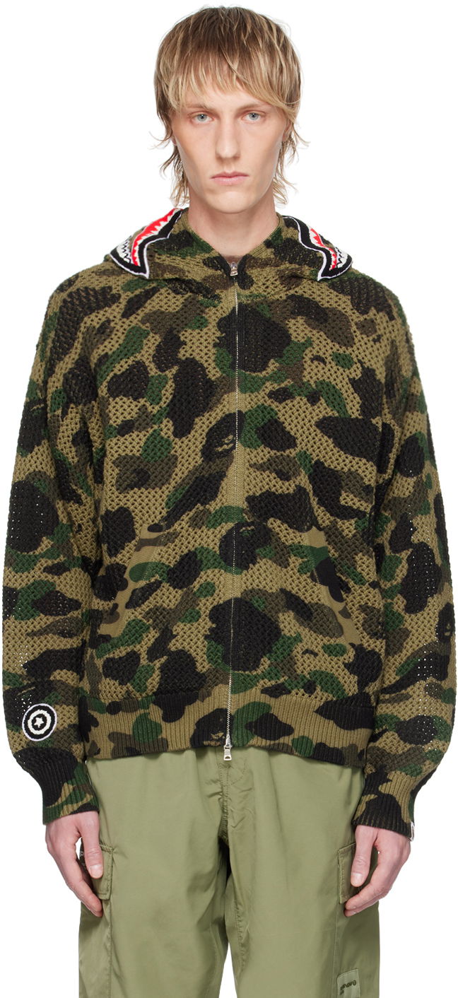 Mikina BAPE BAPE 1st Camo Shark Knitted Zip-Up Hoodie Zelené | 001ZPK301307M, 0
