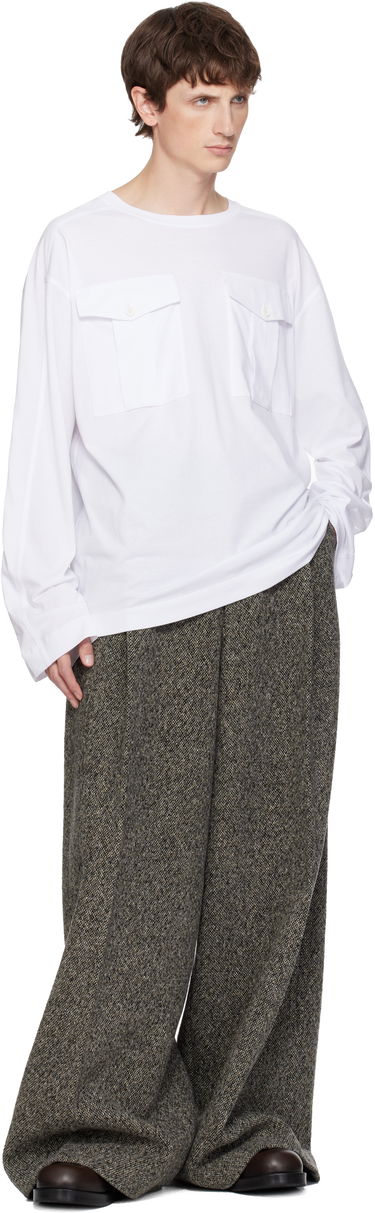 Tričko Dries Van Noten Dries Van Noten Long Sleeve Two Flap Chest Pocket T-shirt Biela | 252-021107-2600, 3