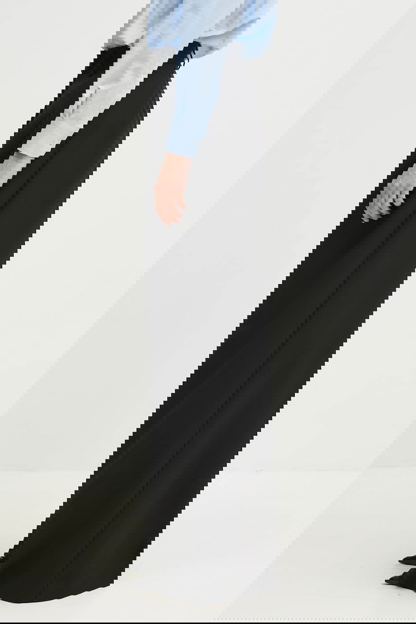 Nohavice Anine Bing Lou Wide-Leg High Waist Pleated Trouser Čierna | A.03.10389, 1